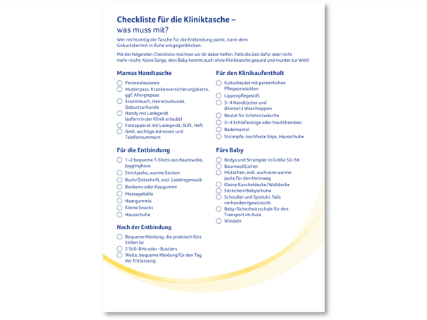 Checkliste Kliniktasche