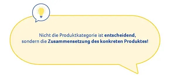 Nicht  die Produktkategorie ist entscheidend, sondern die Zusammensetzung des konkreten Produktes! 