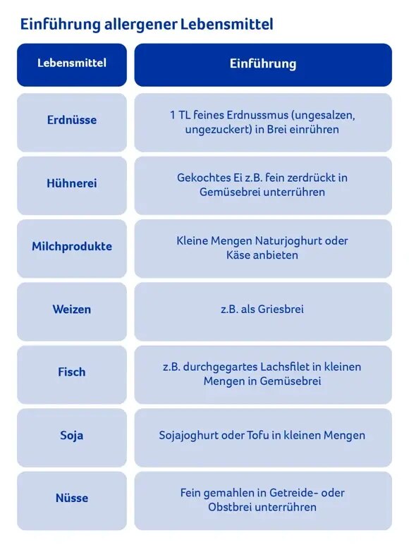 Einführung allergene Lebensmittel